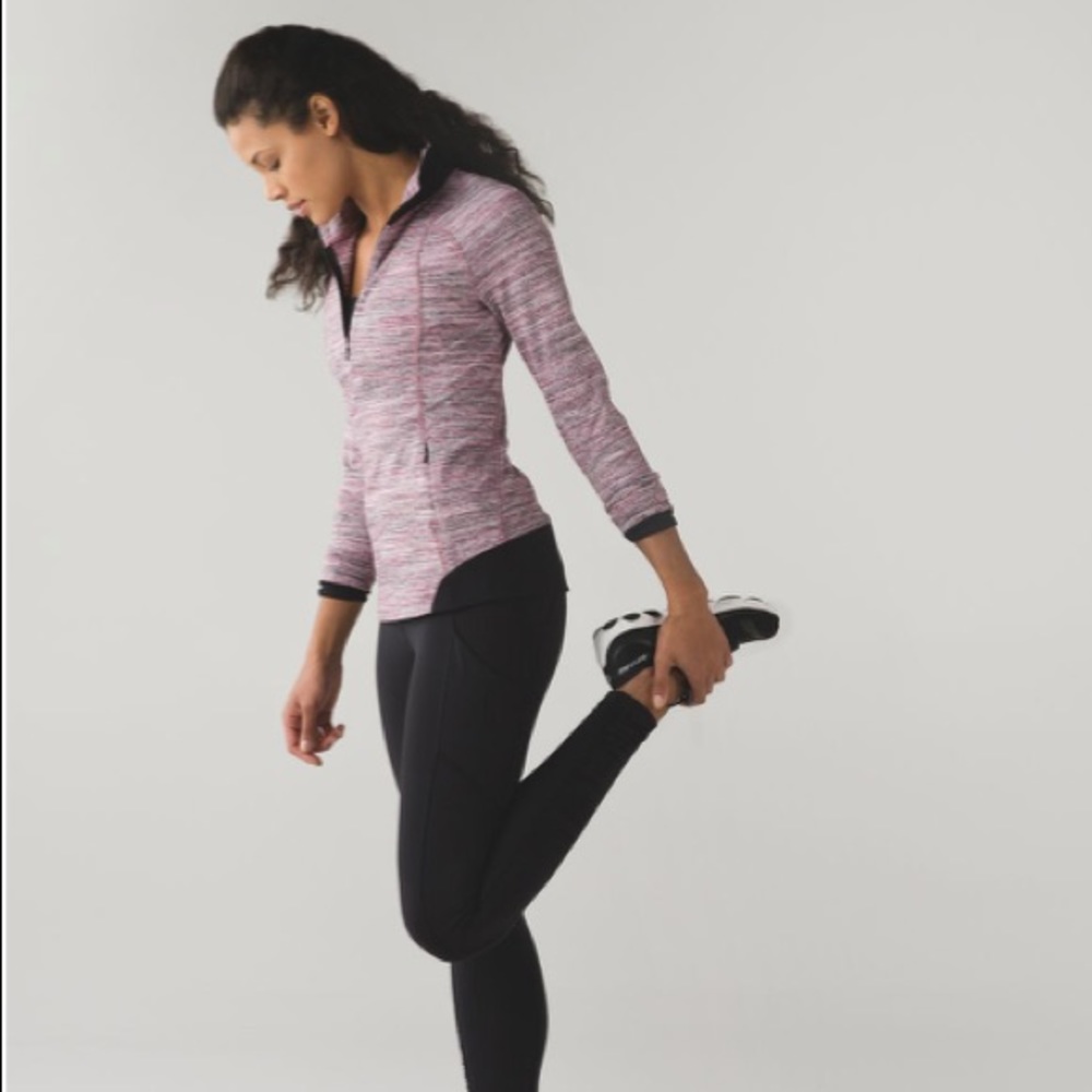 Lululemon Runderful 1/2 Zip Sz 8 Space Dye Camo Berry Rumble Multi / Black; EUC